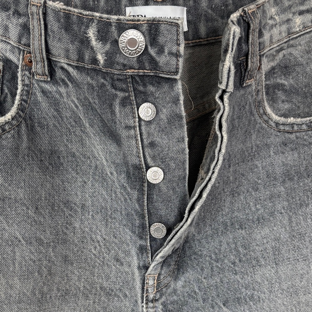 Zara Charcoal Button-Fly Denim Jeans